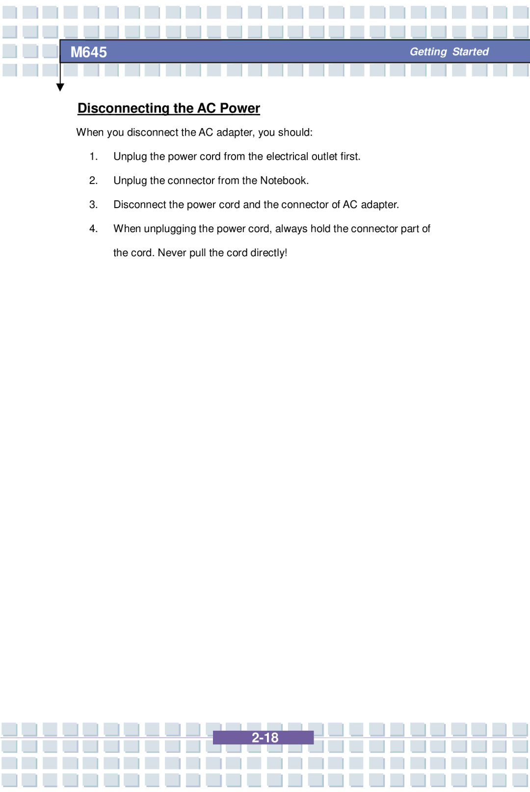 Intel M645 Preface, G52-B1032X1, MS-1032 manual Disconnecting the AC Power 