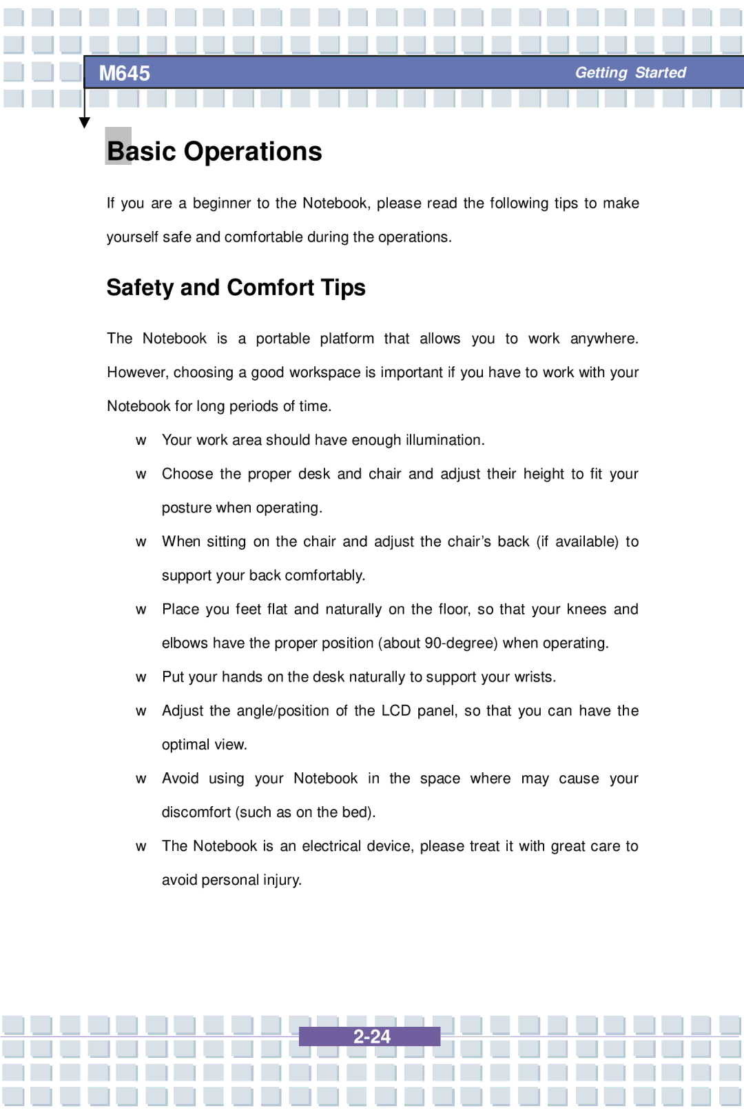 Intel M645 Preface, G52-B1032X1, MS-1032 manual Basic Operations, Safety and Comfort Tips 