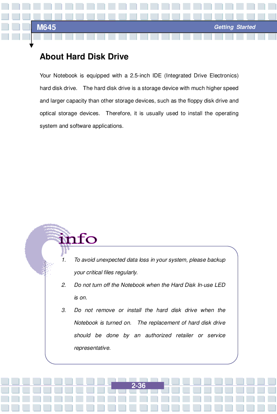 Intel M645 Preface, G52-B1032X1, MS-1032 manual About Hard Disk Drive 