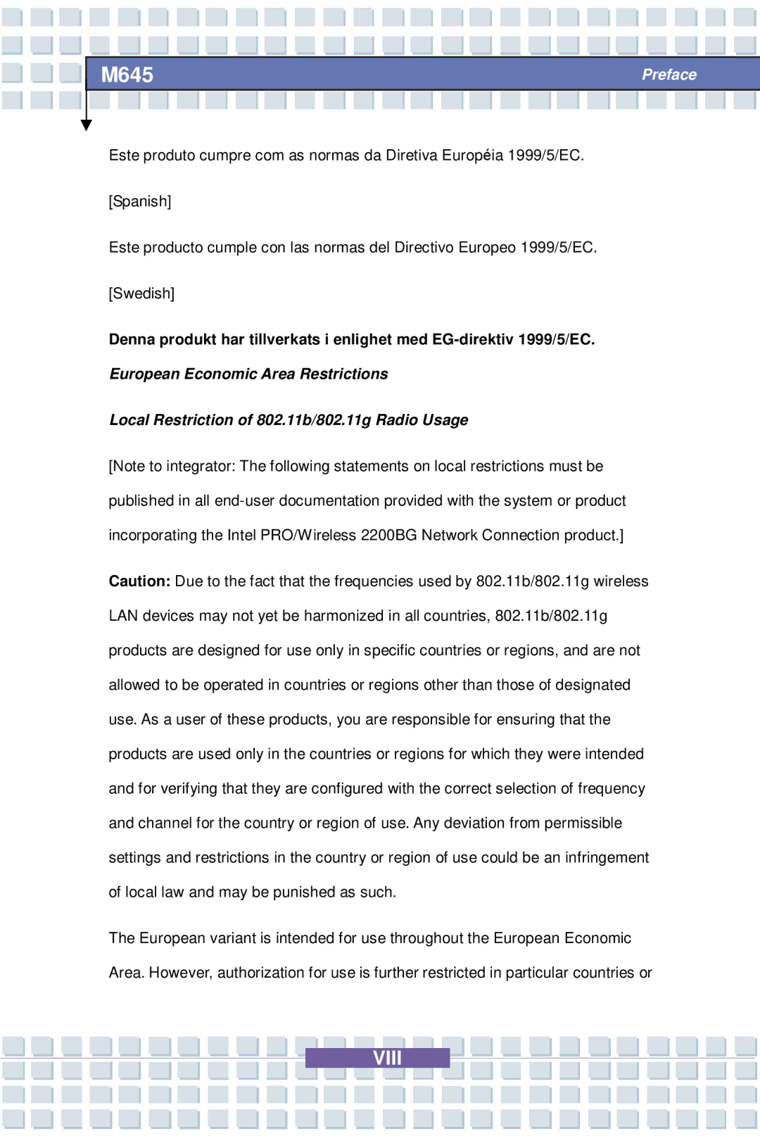 Intel MS-1032, M645 Preface, G52-B1032X1 manual Viii 