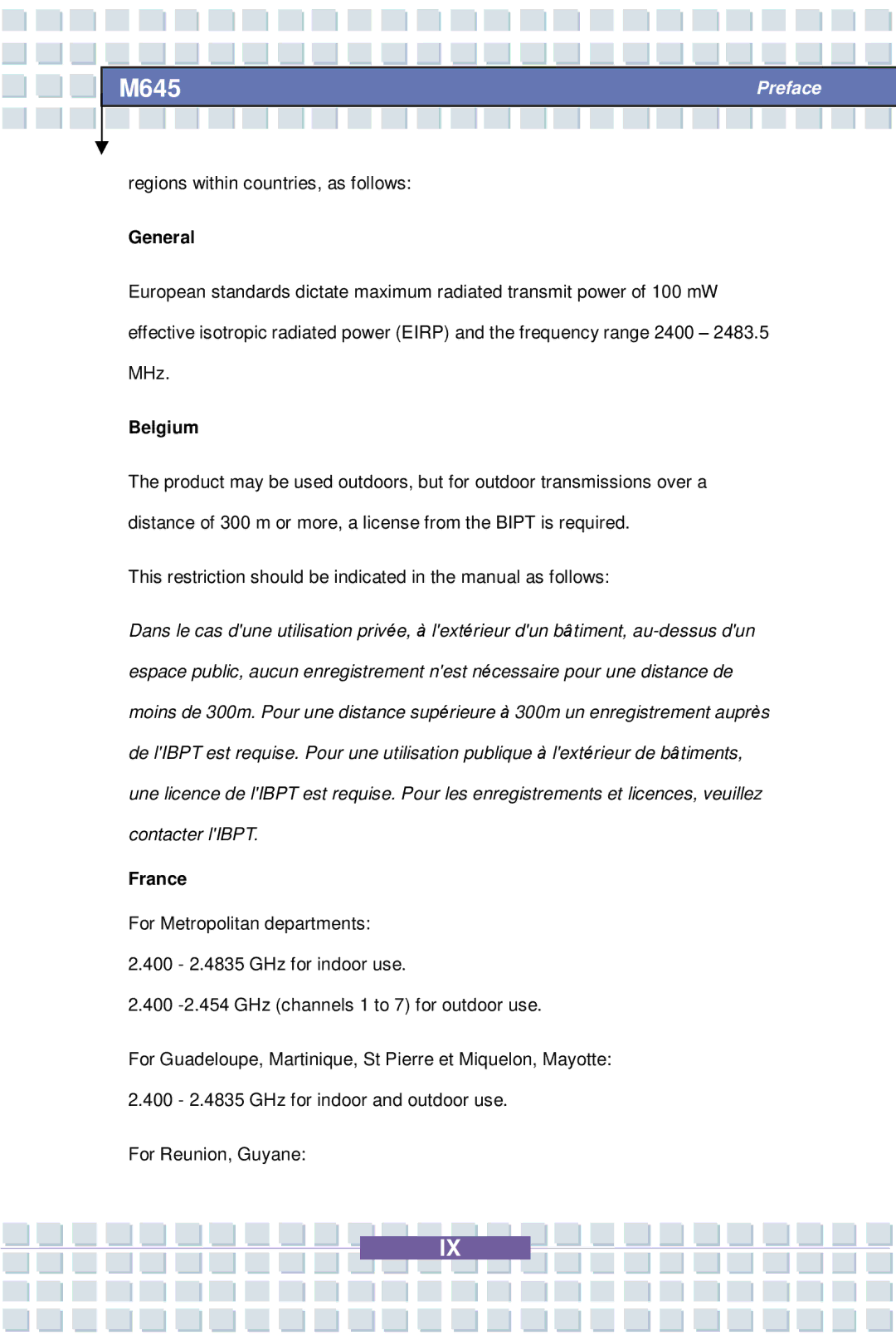 Intel M645 Preface, G52-B1032X1, MS-1032 manual General, Belgium, France 