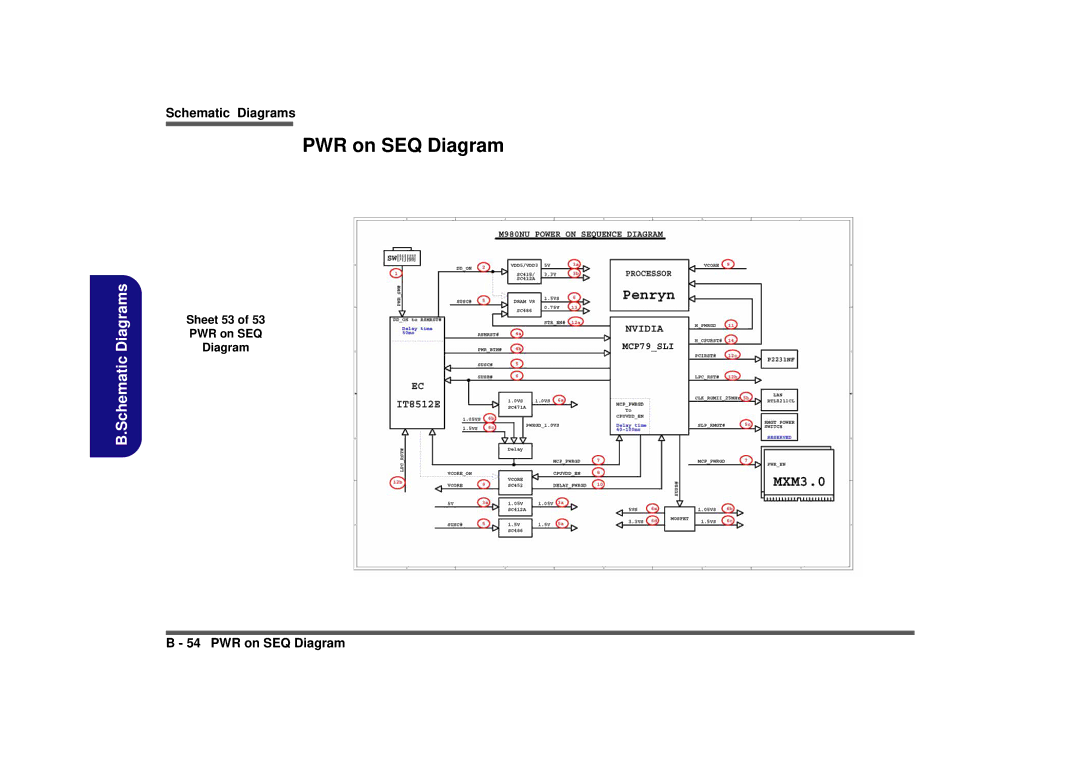 Intel M980NU manual Sheet 53 PWR on SEQ Diagram 