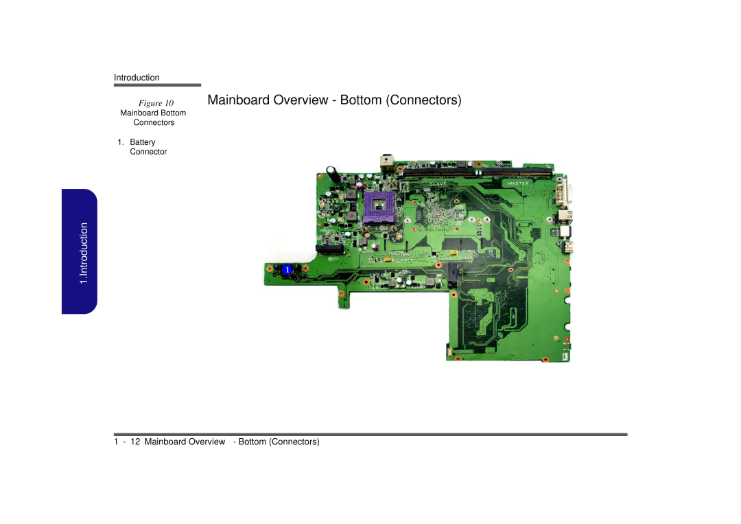 Intel M980NU manual Mainboard Overview Bottom Connectors 