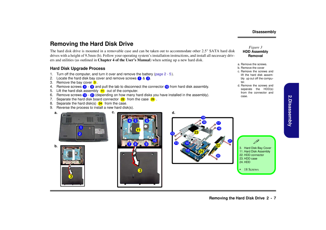 Intel M980NU manual Removing the Hard Disk Drive, HDD Assembly Removal 