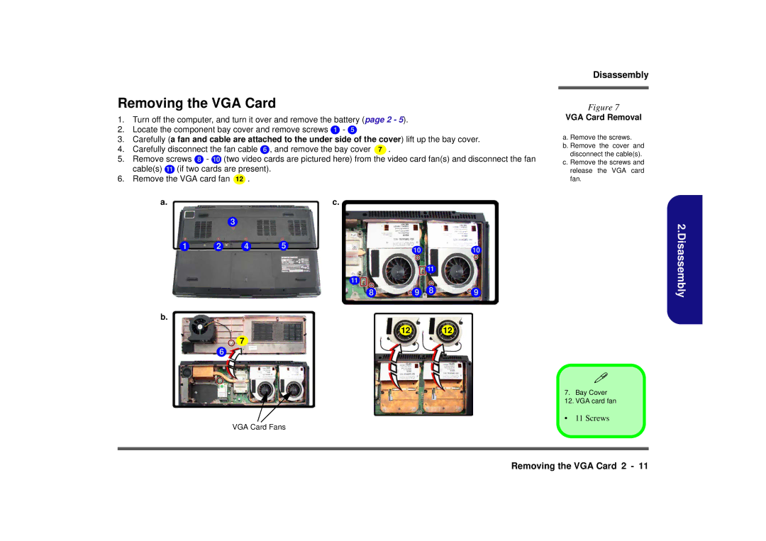 Intel M980NU manual Removing the VGA Card, VGA Card Removal 