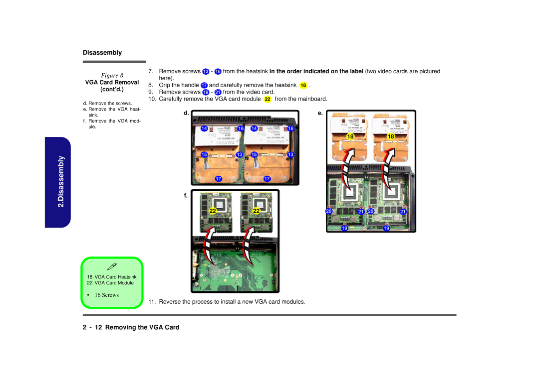 Intel M980NU manual VGA Card Removal Cont’d, 1818 