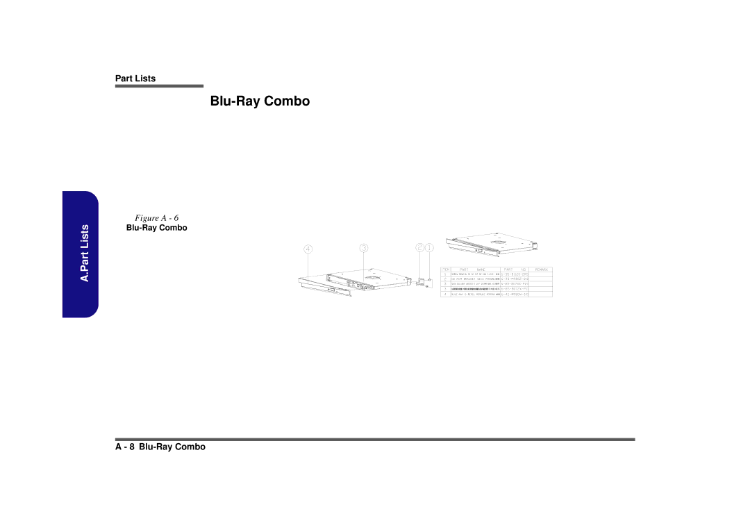 Intel M980NU manual Blu-Ray Combo 