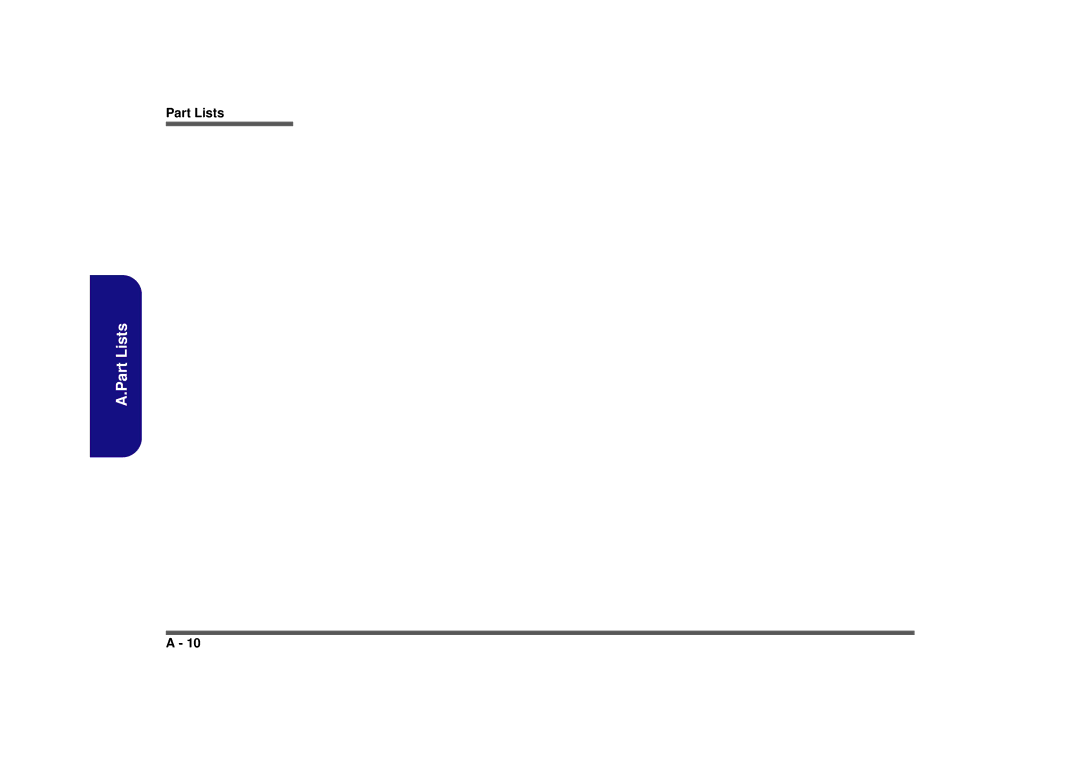 Intel M980NU manual Part Lists 