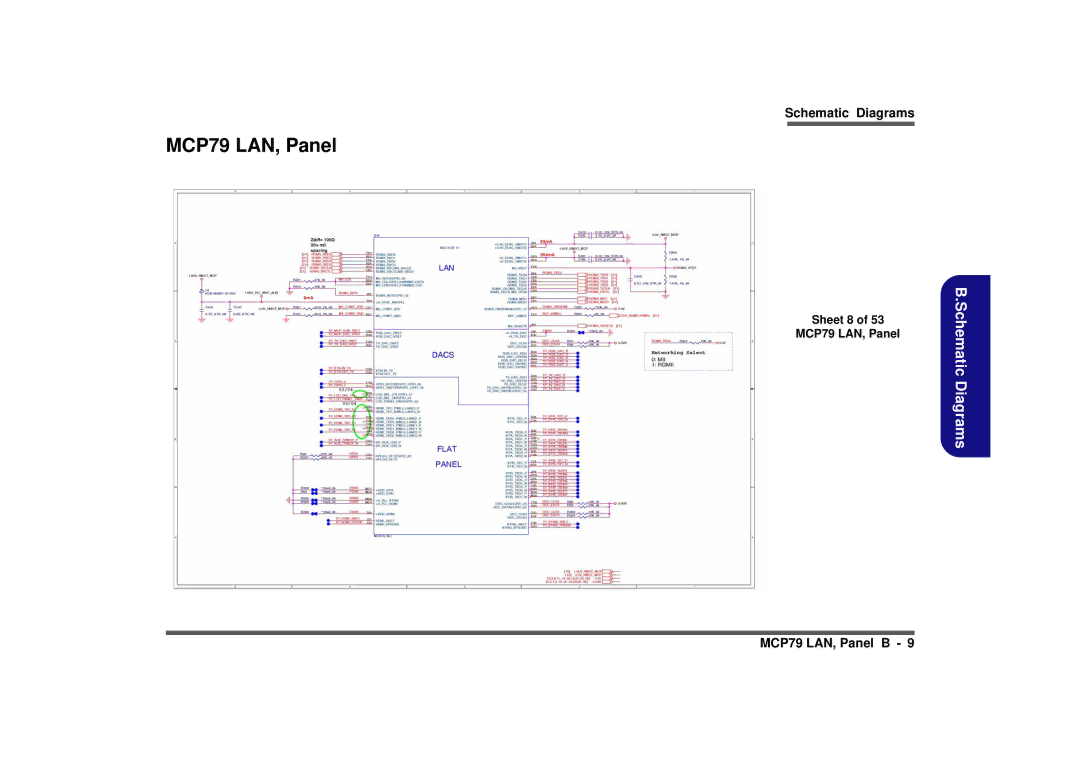 Intel M980NU manual Sheet 8 MCP79 LAN, Panel 