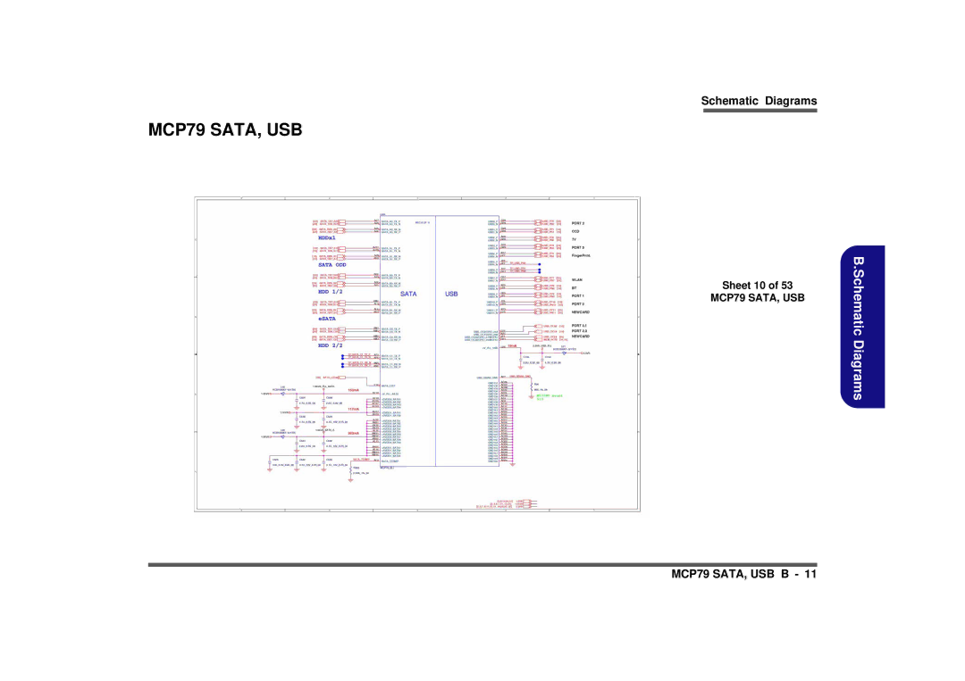 Intel M980NU manual MCP79 SATA, USB, Sheet 10 