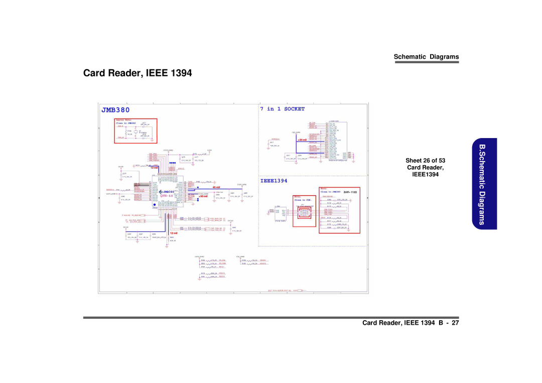 Intel M980NU manual Card Reader, Ieee, Sheet 26 Card Reader IEEE1394 