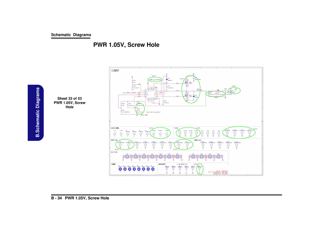 Intel M980NU manual Sheet 33 PWR 1.05V, Screw Hole 