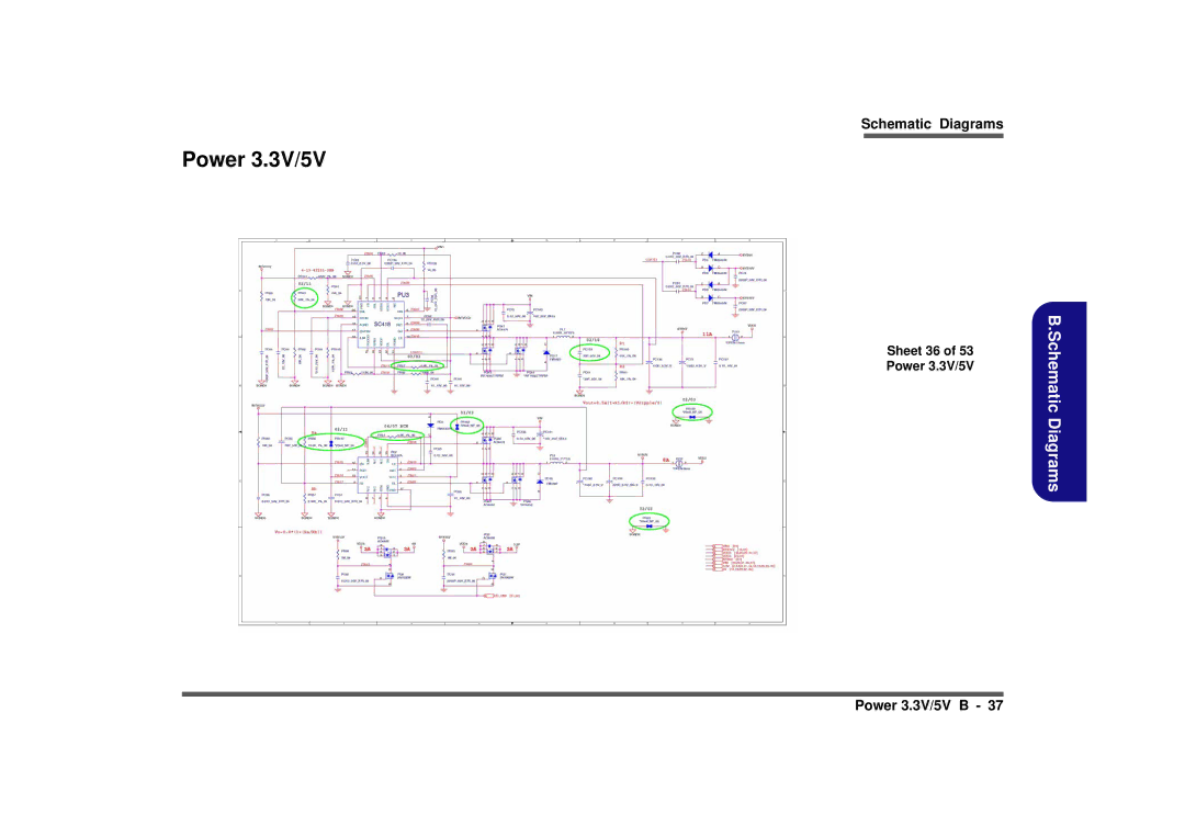 Intel M980NU manual Sheet 36 Power 3.3V/5V 