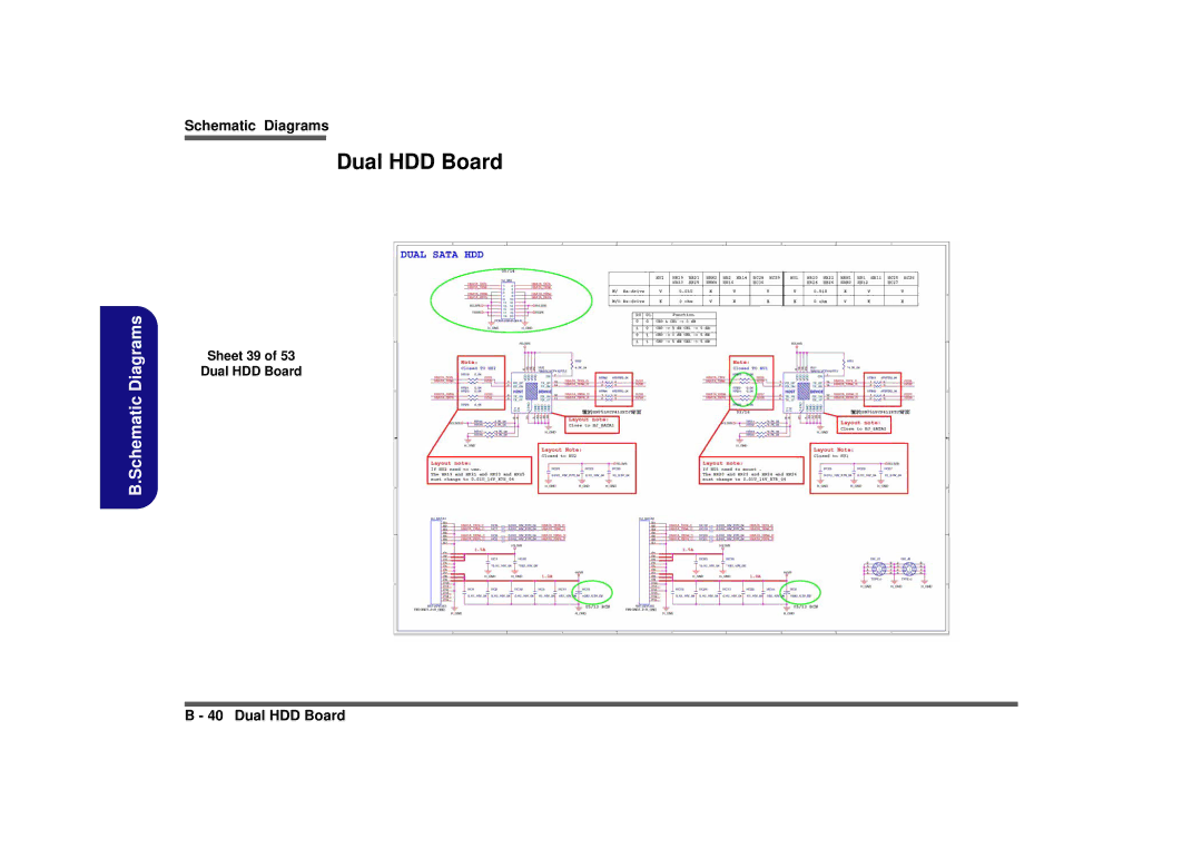 Intel M980NU manual Sheet 39 Dual HDD Board 