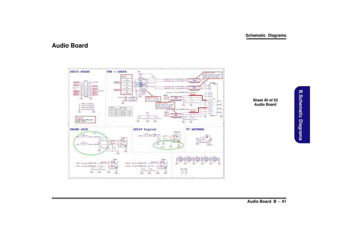 Intel M980NU manual Sheet 40 Audio Board 