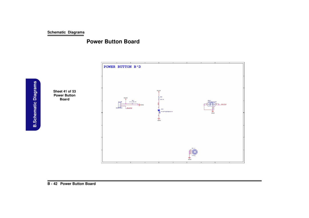 Intel M980NU manual Sheet 41 Power Button Board 