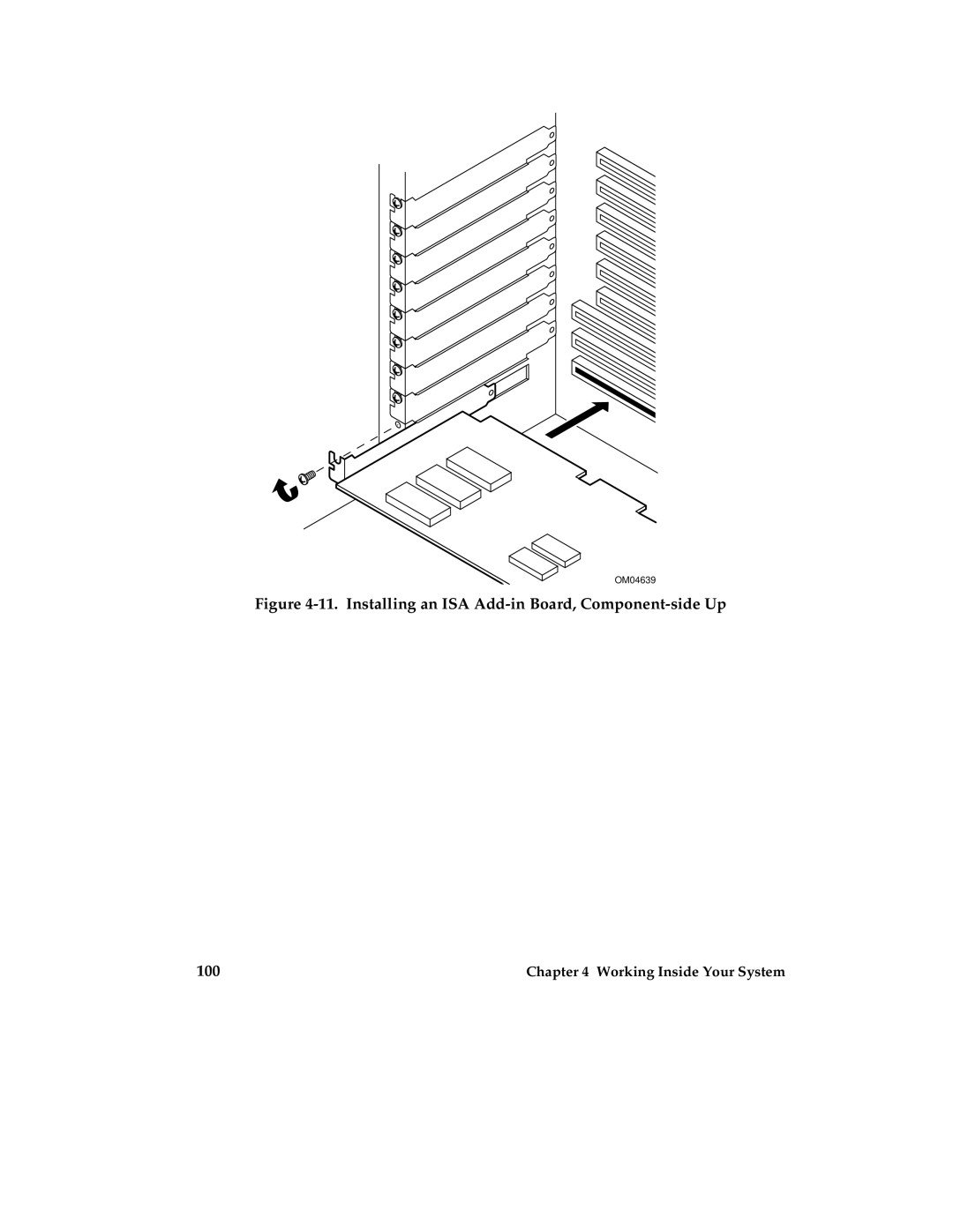 Intel MB440LX manual Installing an ISA Add-in Board, Component-side Up 