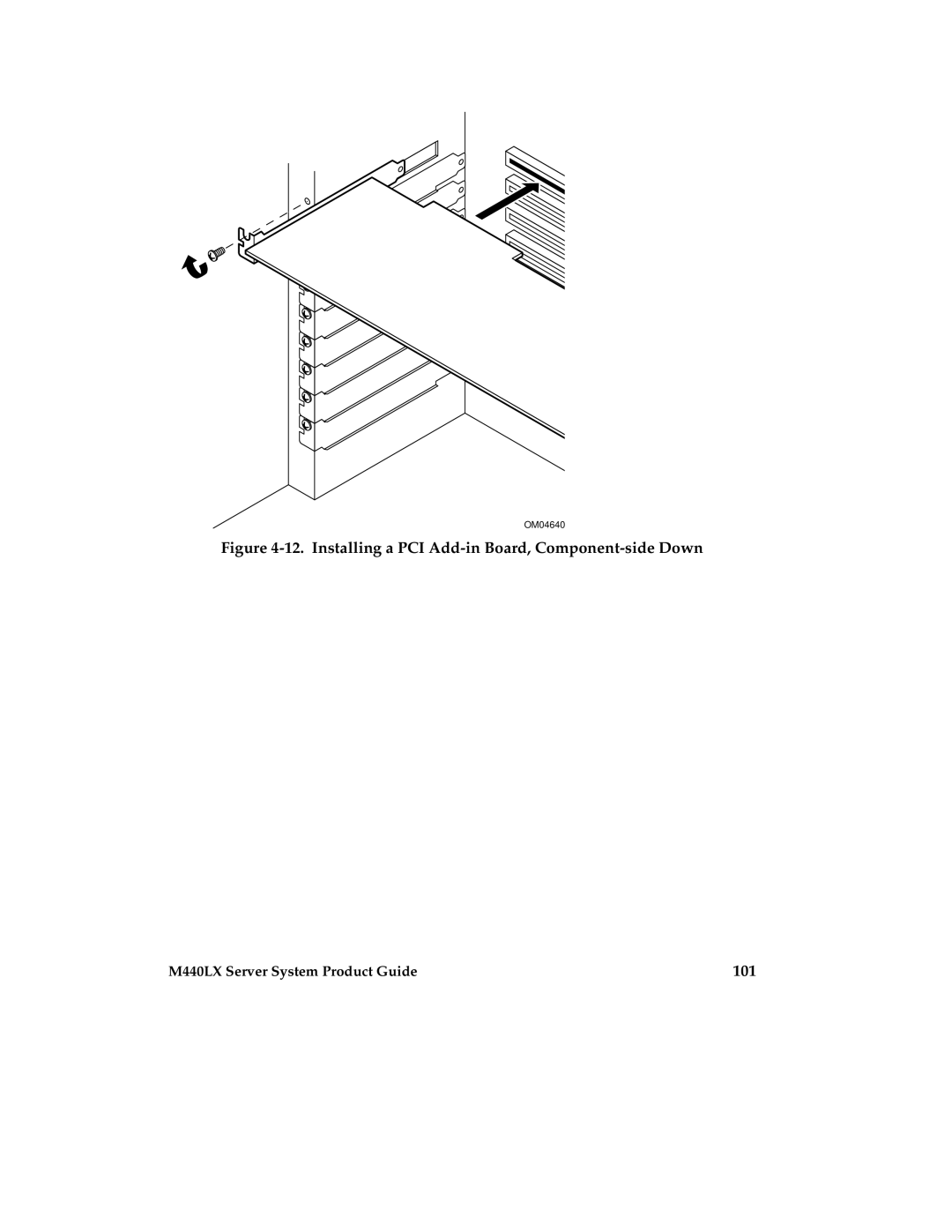 Intel MB440LX manual Installing a PCI Add-in Board, Component-side Down, 101 