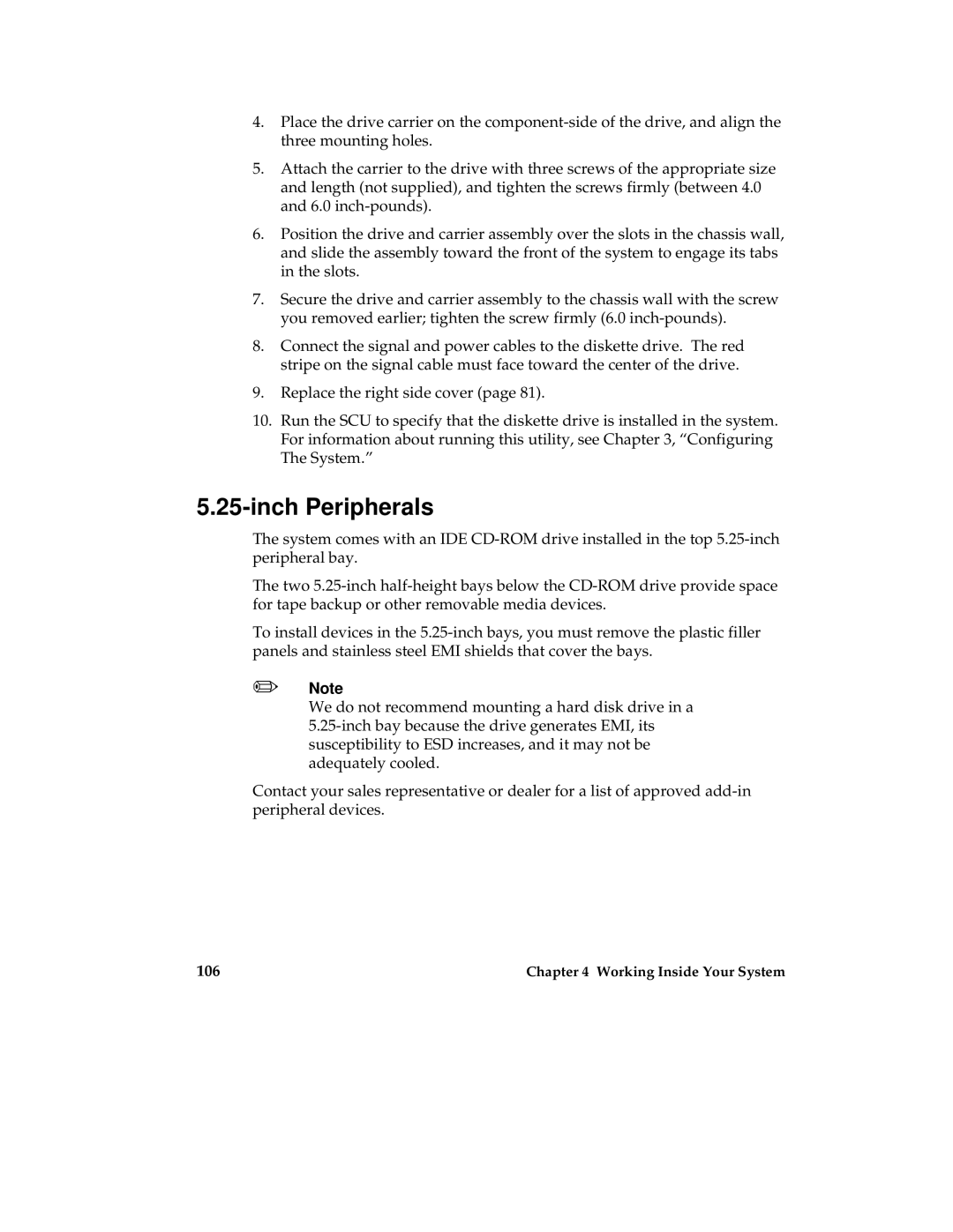 Intel MB440LX manual Inch Peripherals 