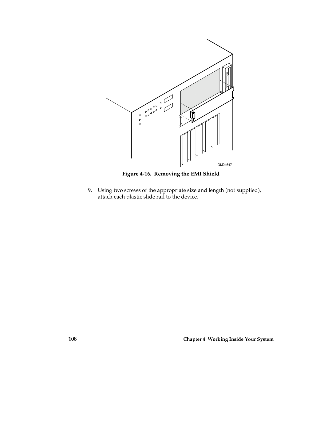 Intel MB440LX manual Removing the EMI Shield 