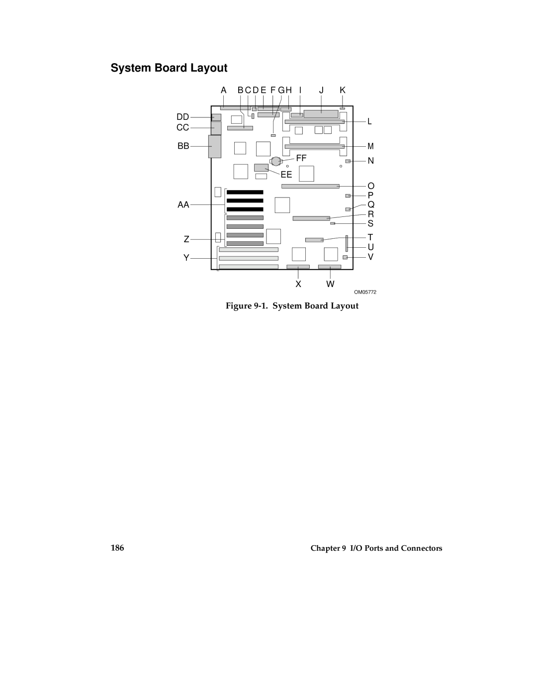 Intel MB440LX manual System Board Layout 