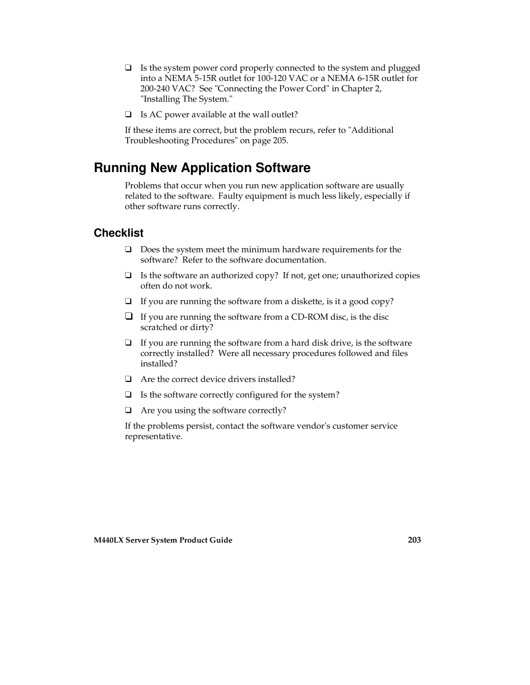 Intel MB440LX manual Running New Application Software, 203 