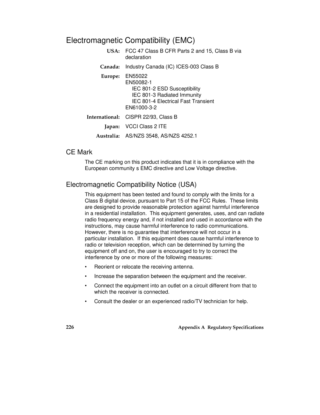 Intel MB440LX manual Electromagnetic Compatibility EMC, CE Mark, Electromagnetic Compatibility Notice USA, Europe EN55022 