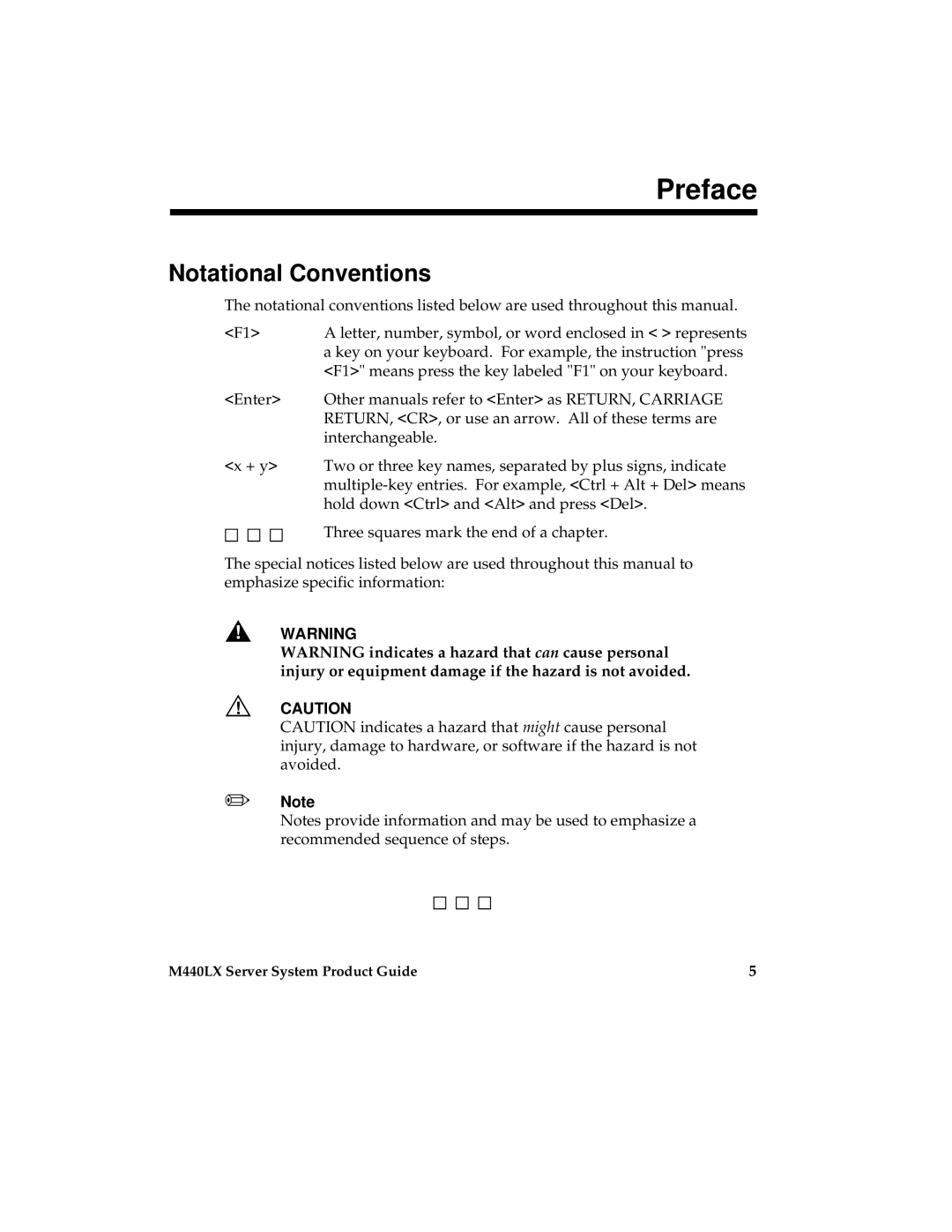 Intel MB440LX manual Preface, Notational Conventions 