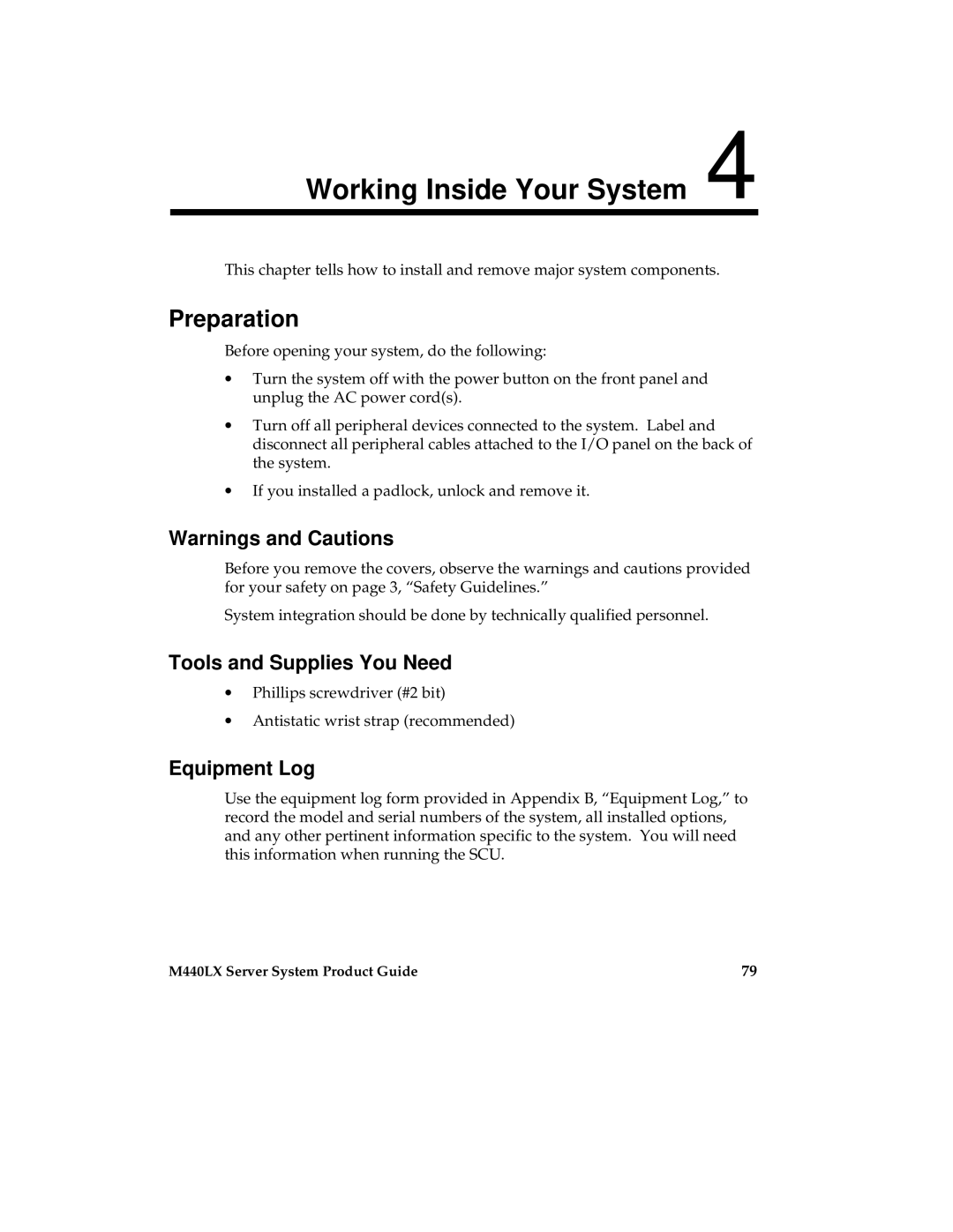 Intel MB440LX manual Working Inside Your System, Preparation, Tools and Supplies You Need 