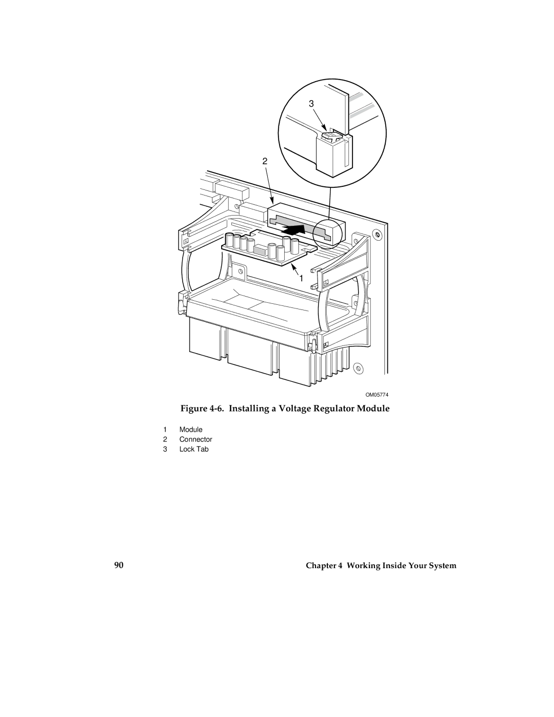 Intel MB440LX manual Installing a Voltage Regulator Module 