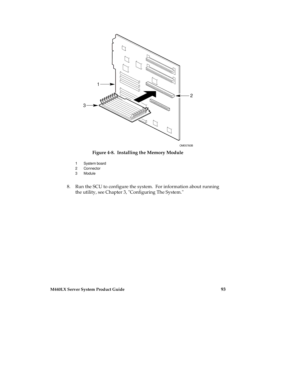 Intel MB440LX manual Installing the Memory Module 