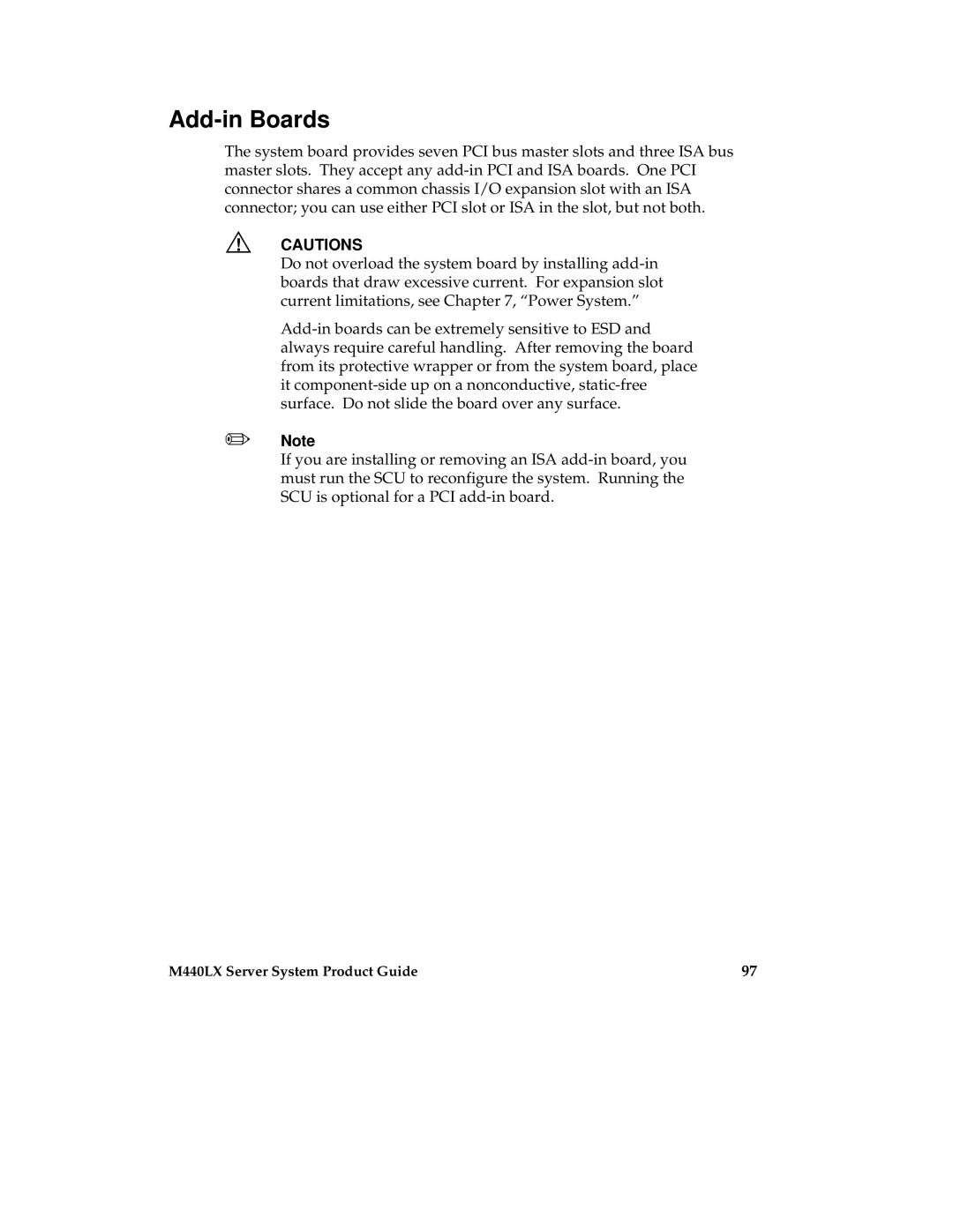 Intel MB440LX manual Add-in Boards 