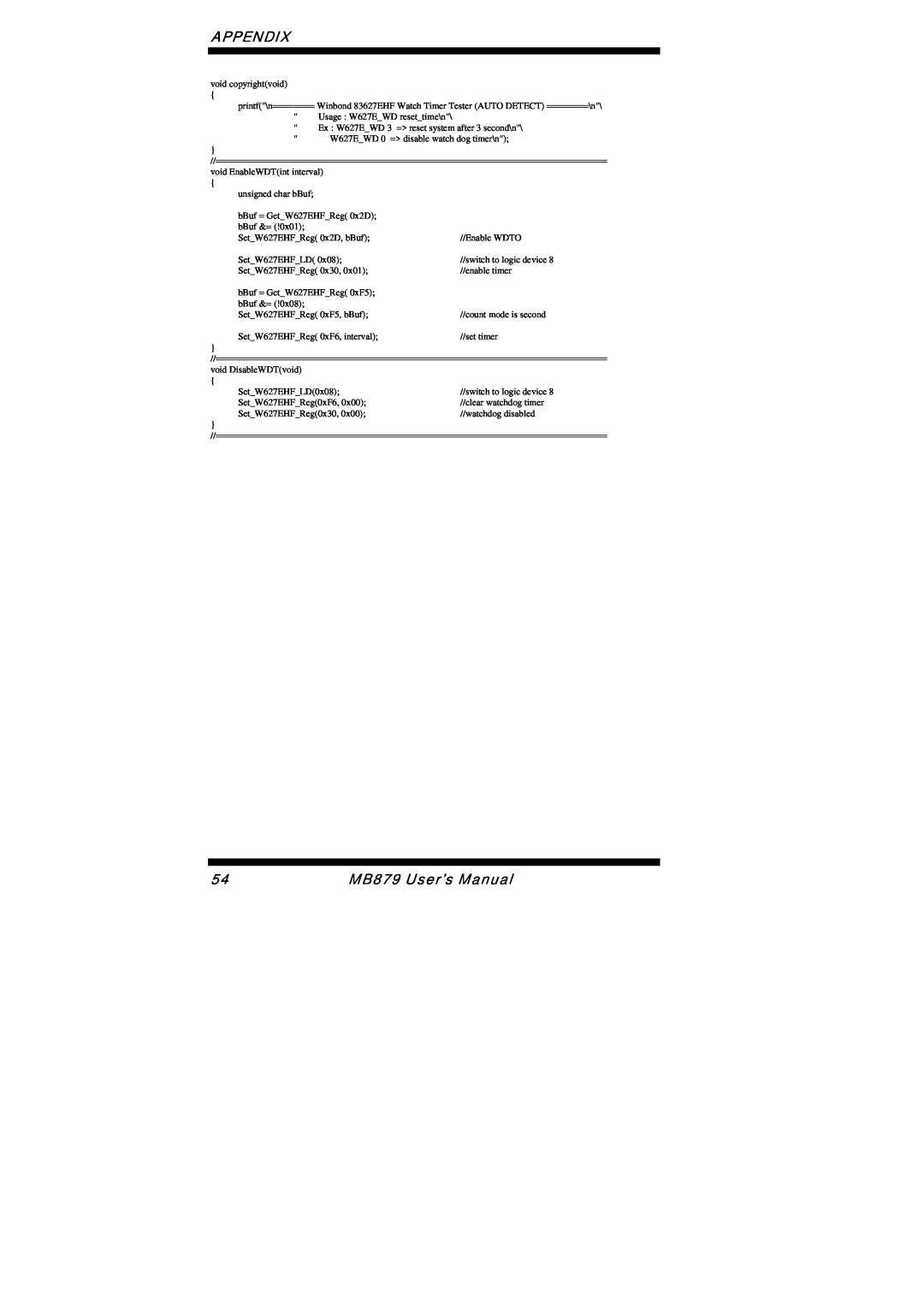 Intel user manual Appendix, MB879 User’s Manual 