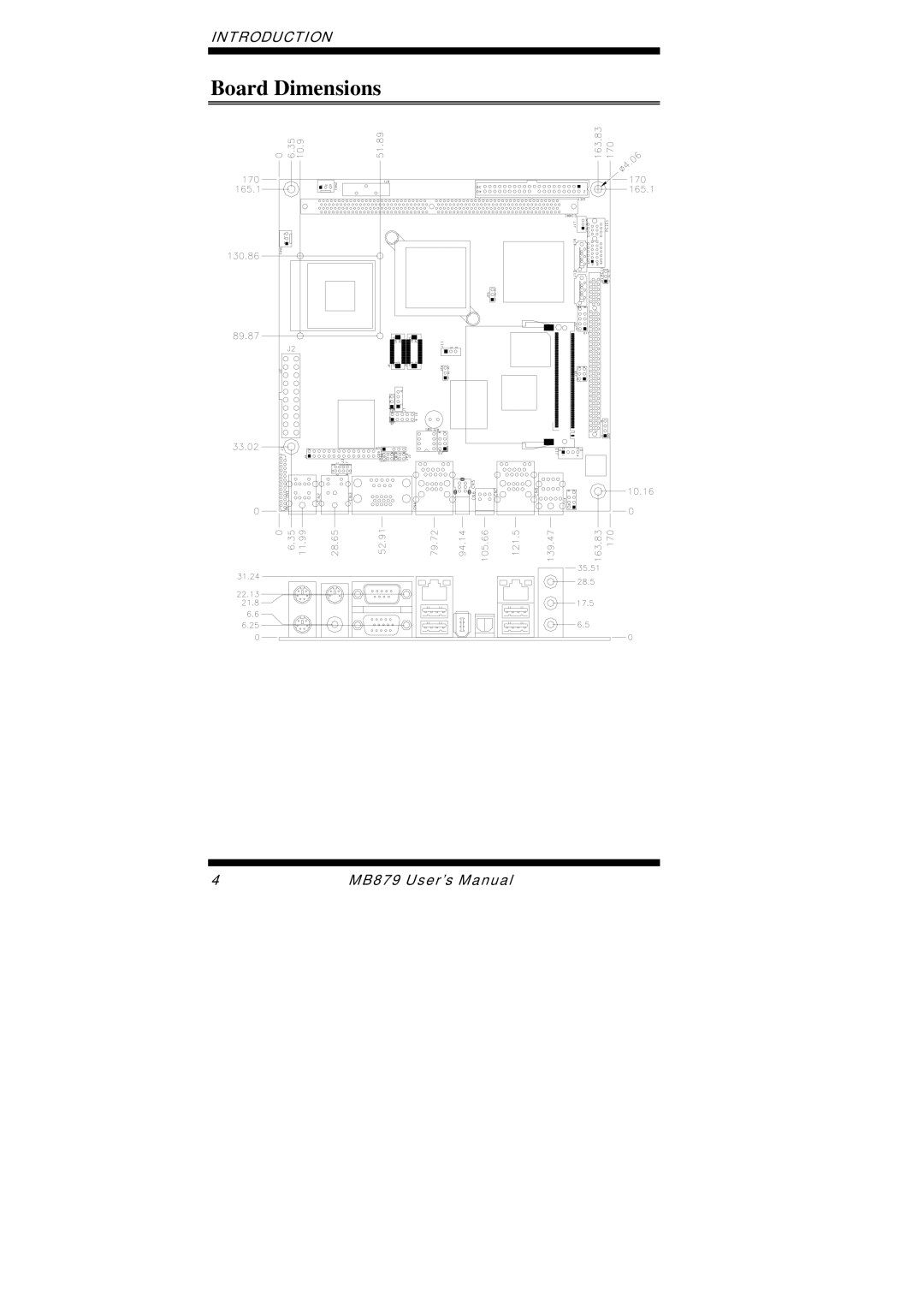 Intel MB879 user manual Board Dimensions 