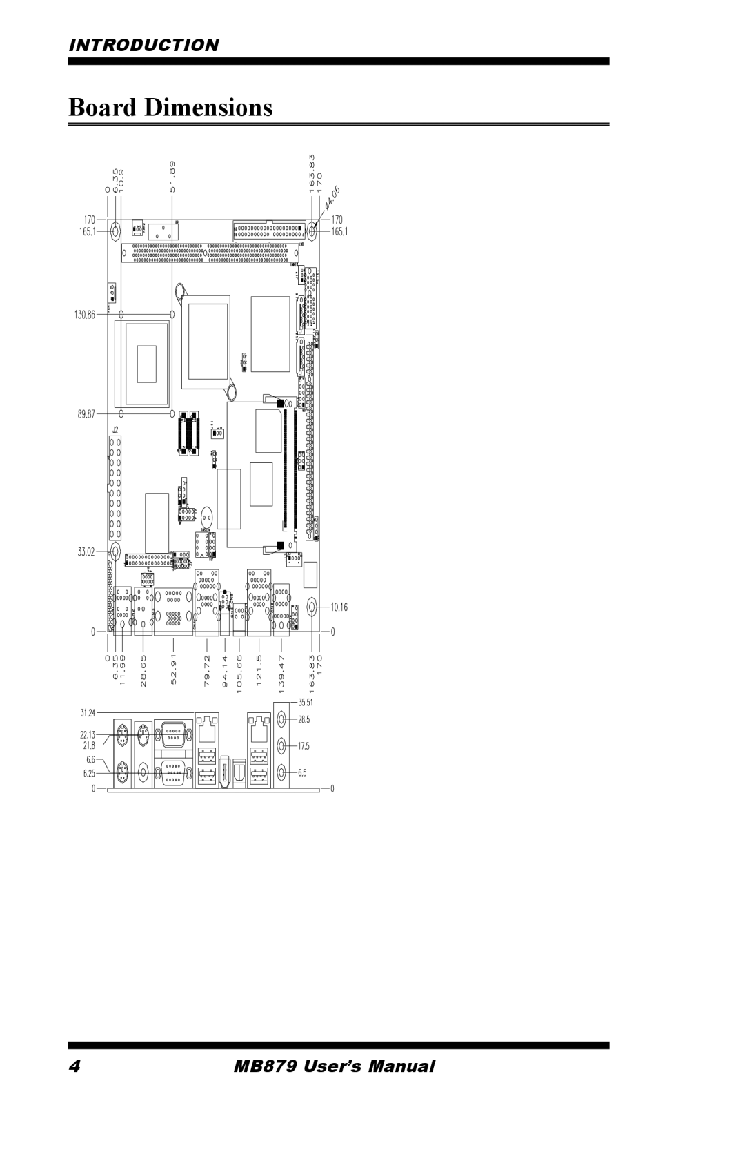 Intel MB879 user manual Board Dimensions 