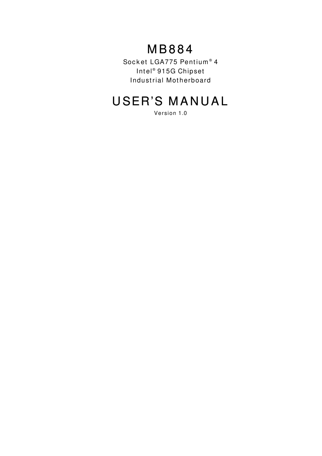 Intel MB884 user manual USER’S Manual, Version 