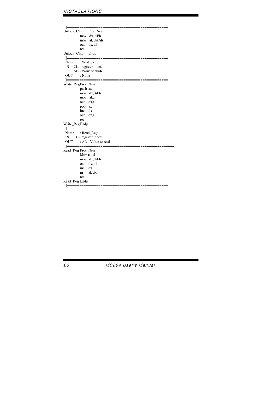 Intel MB884 user manual Out 