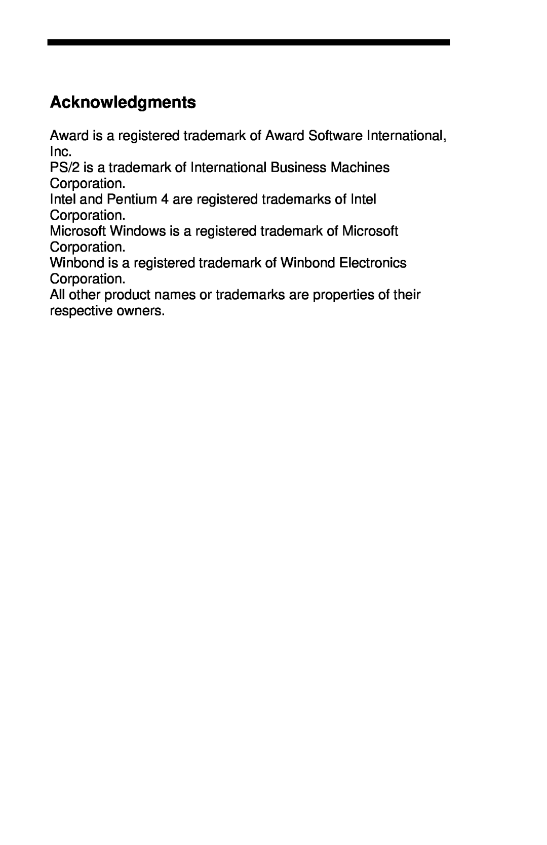 Intel MB886 user manual Acknowledgments 