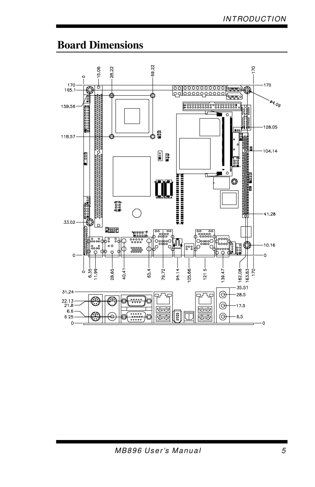 Intel MB896 user manual Board Dimensions 