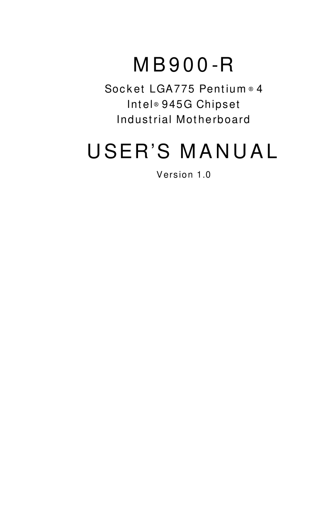 Intel MB900-R user manual USER’S Manual, Version 