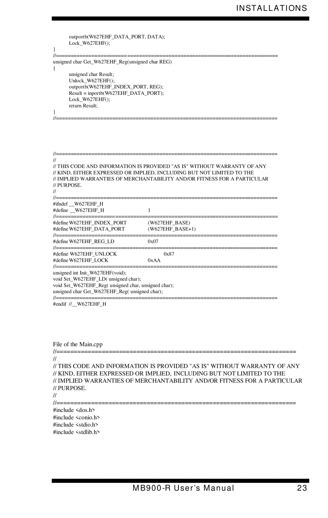 Intel MB900-R user manual OutportbW627EHFDATAPORT, Data LockW627EHF 