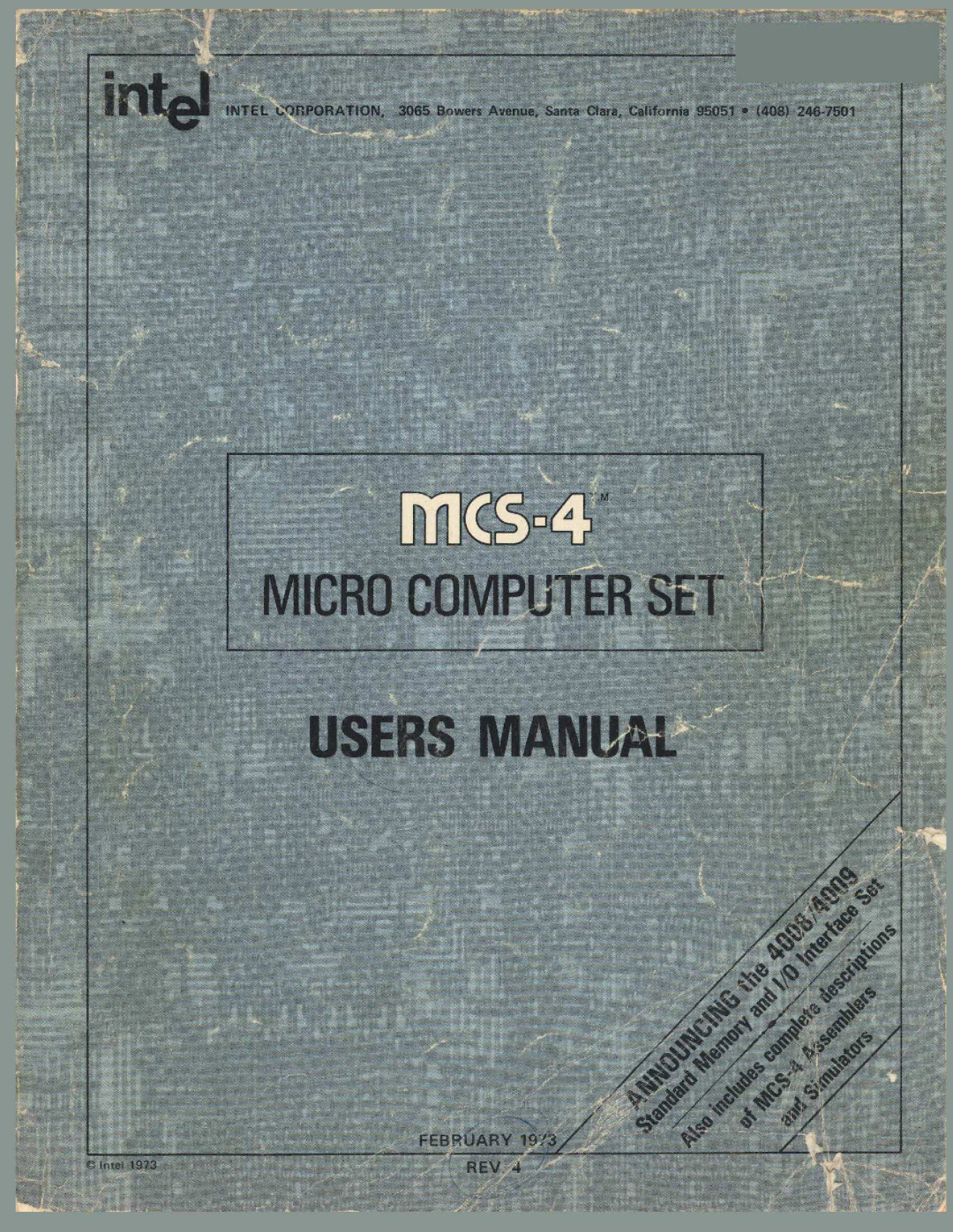 Intel MCS-4 manual 