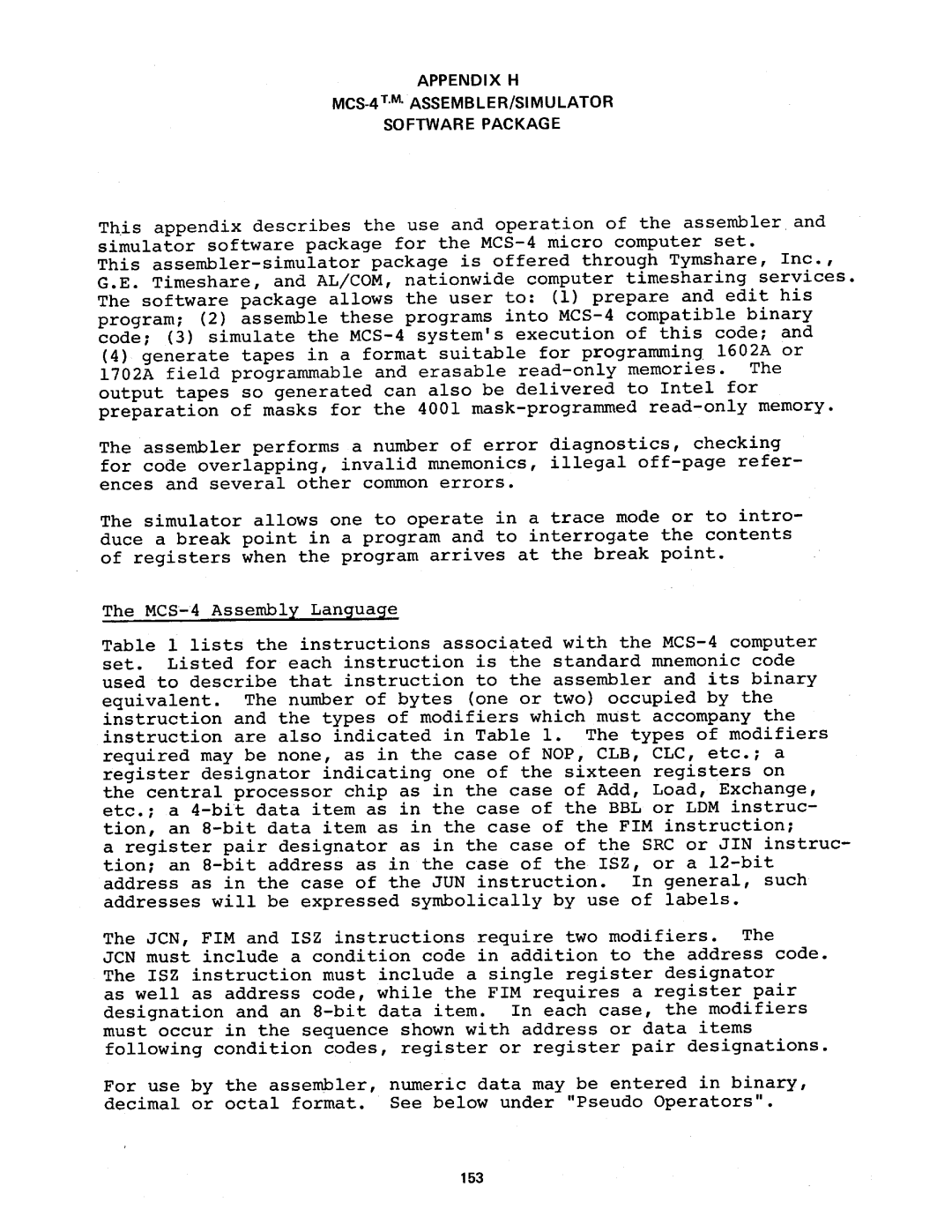 Intel MCS-4 manual 