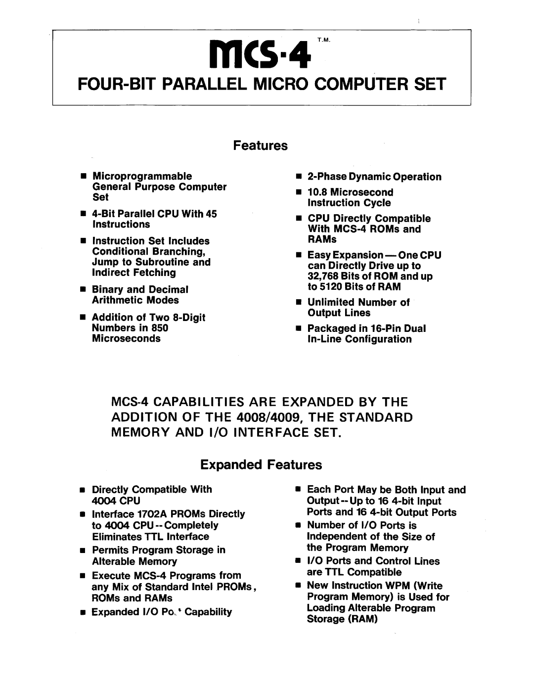 Intel MCS-4 manual 