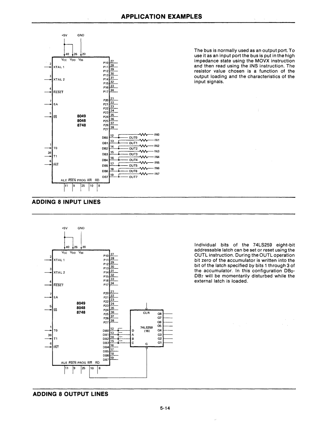 Intel mcs-48 manual Adding 8 Input Lines 