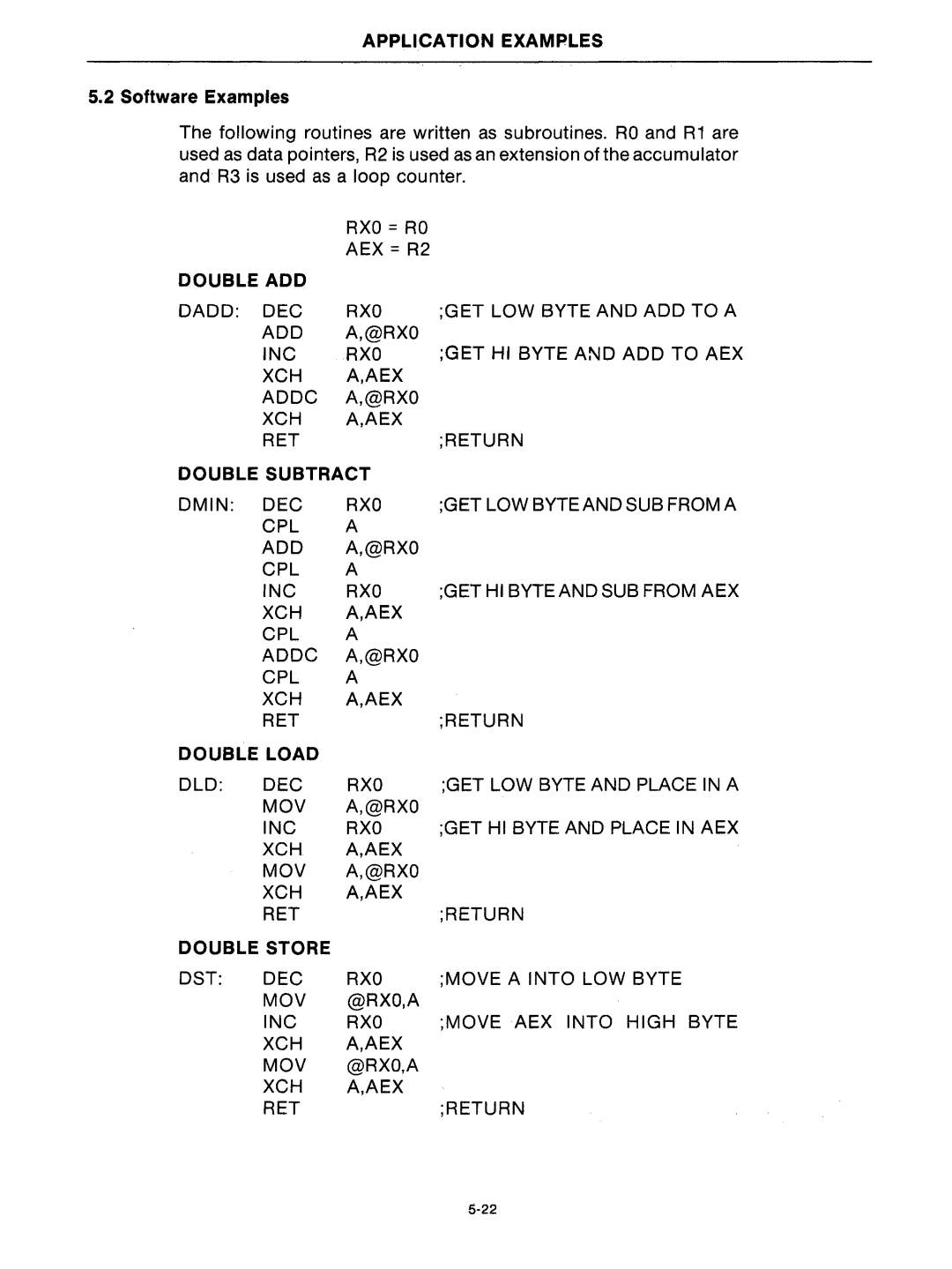 Intel mcs-48 manual Double ADD, Double Subtract, Double Load, Double Store 