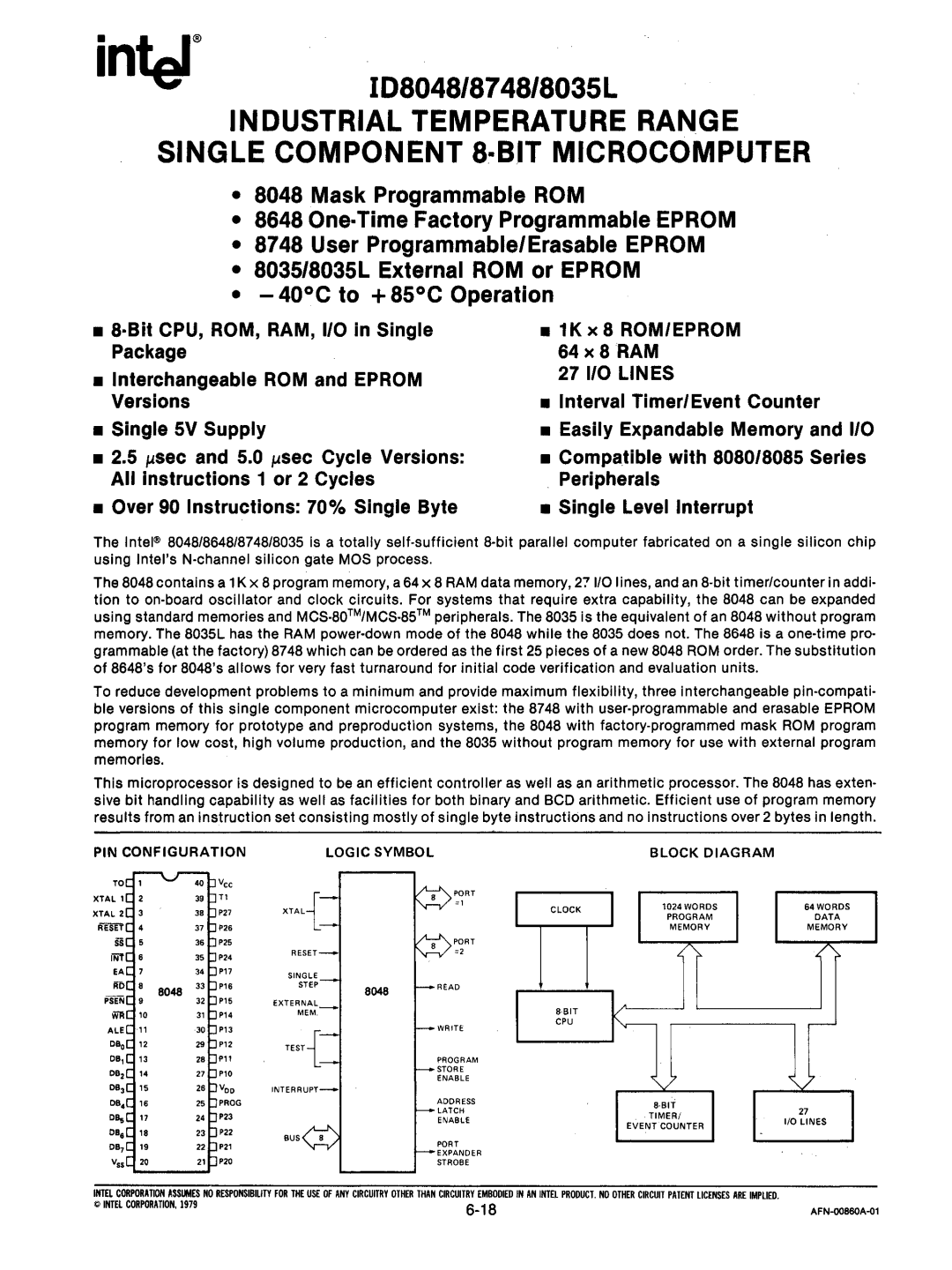 Intel mcs-48 manual Intel Corporation 