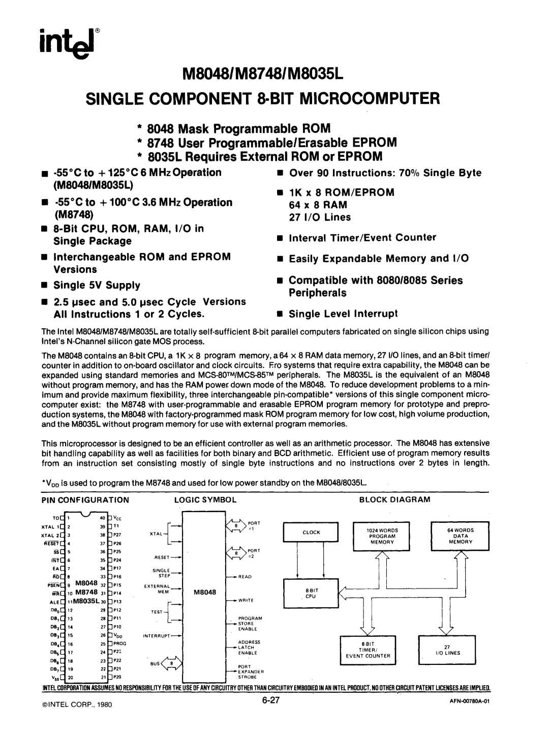 Intel mcs-48 manual Inter 