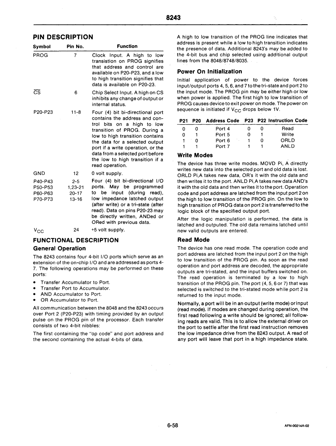 Intel mcs-48 manual PIN Description, Gnd 