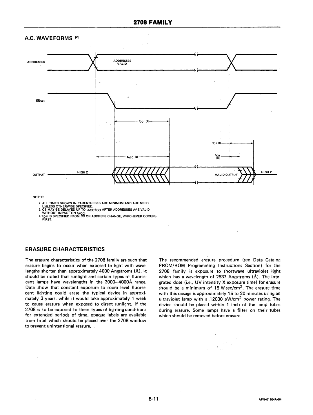 Intel mcs-48 manual Family, Waveforms 